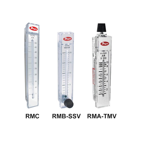 Flowmeter, range 10-100 GPH/0.8-6.2 LPM water.